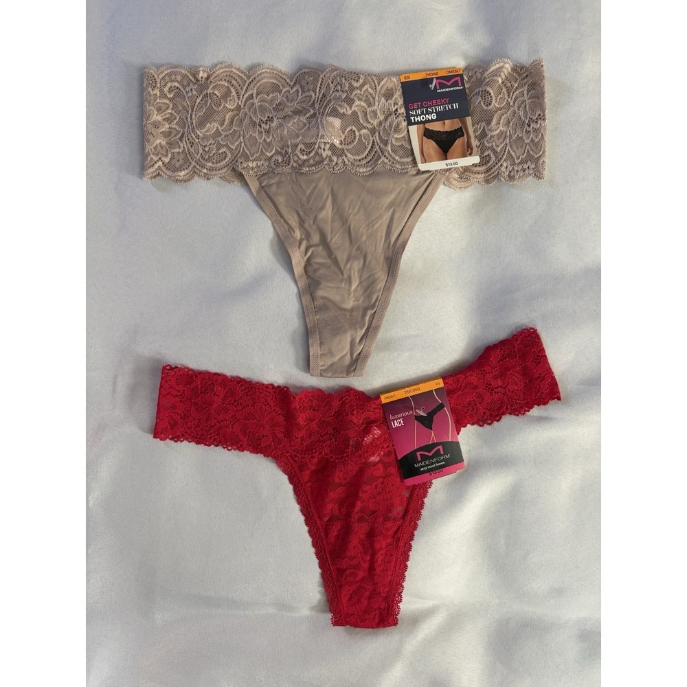 NEW Maidenform Luxurious Lace Thong Women's Small DMESLT 2 Pair Maidenform Thong